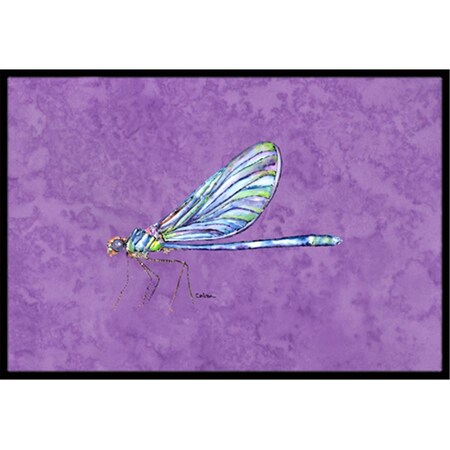 Carolines Treasures 24 x 36 in. Dragonfly On Purple Indoor Or Outdoor Doormat CA77723